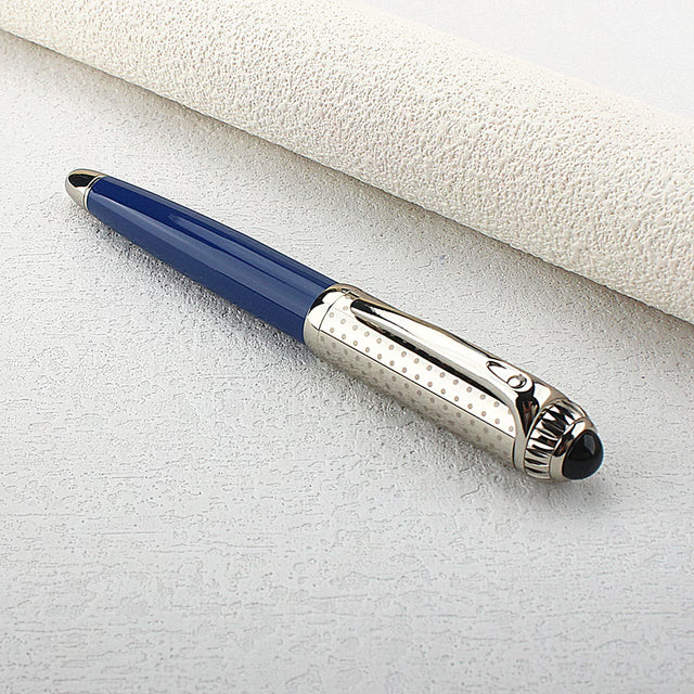 Luxury Big Size Metal Rollerball Pen, Blue Ink Silver Clip, Business Gift Pen