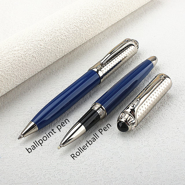 Luxury Big Size Metal Rollerball Pen, Blue Ink Silver Clip, Business Gift Pen