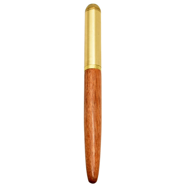 Luxury Retro Wood Bronze Fountain Pen Wooden Office Writing Calligraphy Pen for Business, Art, and Stationery Gift