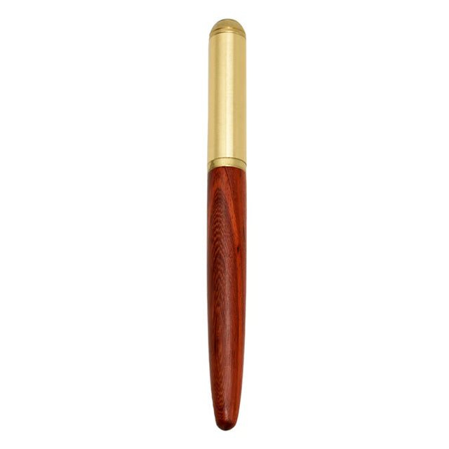 Luxury Retro Wood Bronze Fountain Pen Wooden Office Writing Calligraphy Pen for Business, Art, and Stationery Gift